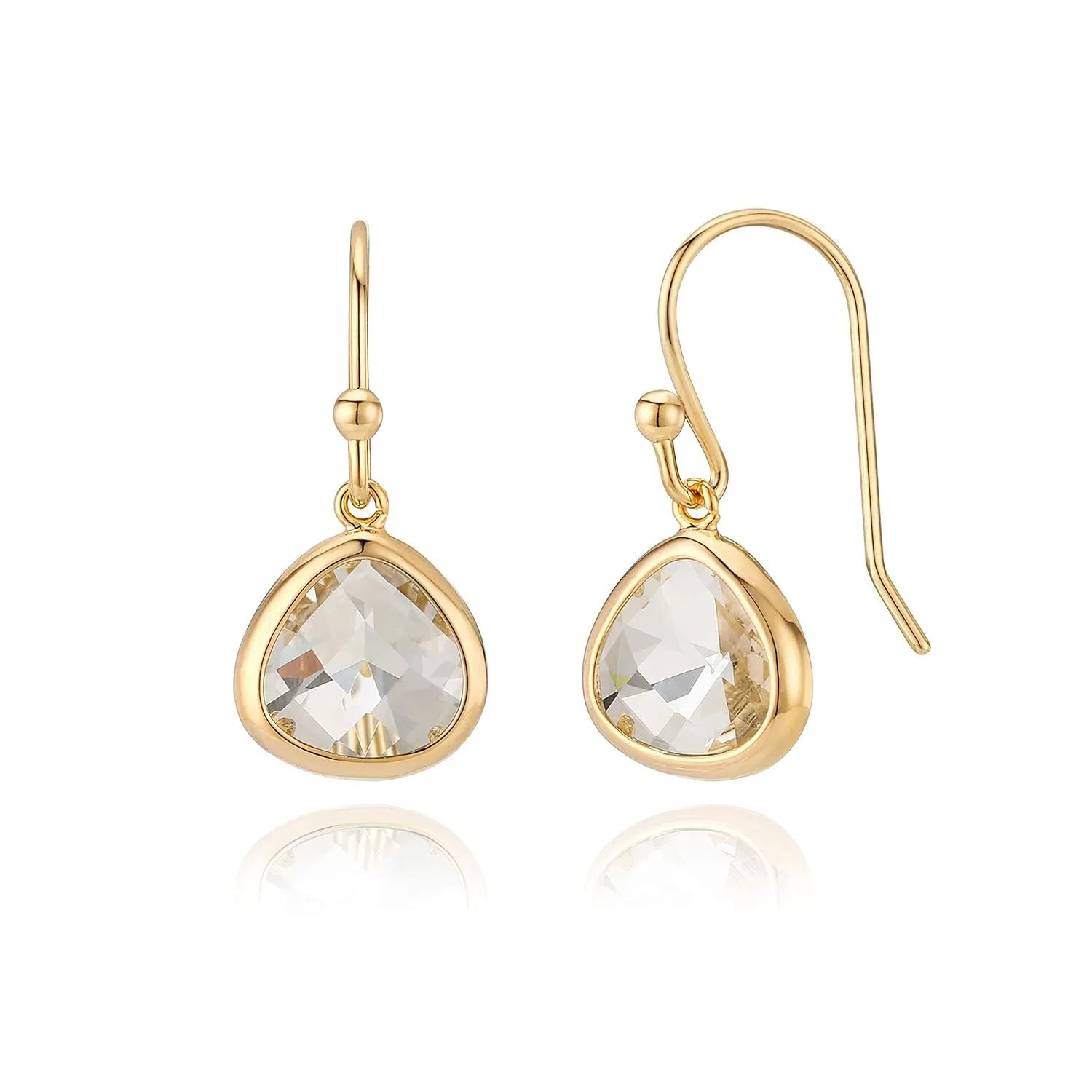 14k Gold-Plated Cubic Zirconia Rhinestone Earrings - Hypoallergenic, Lightweight Clear Crystal Dangle Earrings for Brides, Elegant Minimalist Wedding Jewelry by MJLULU
