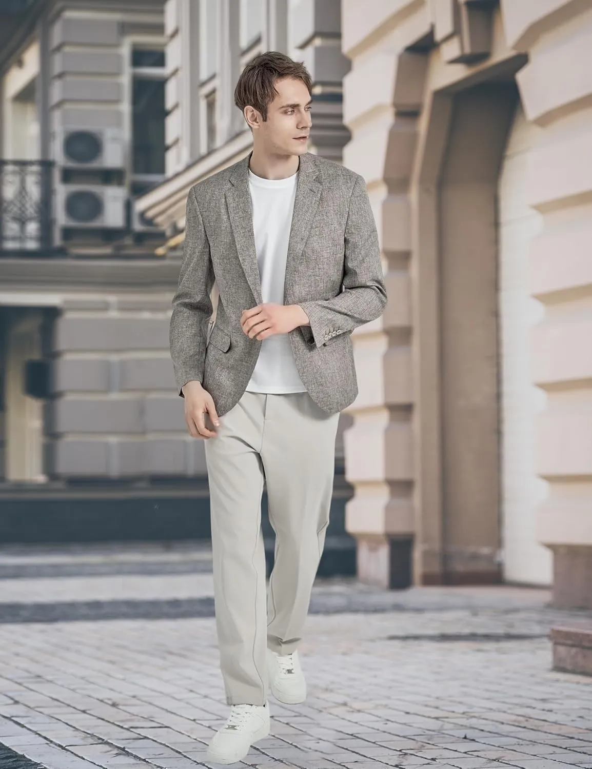 Alizeal Men's Casual Suit Jacket Sports Coat Business Suit One Button