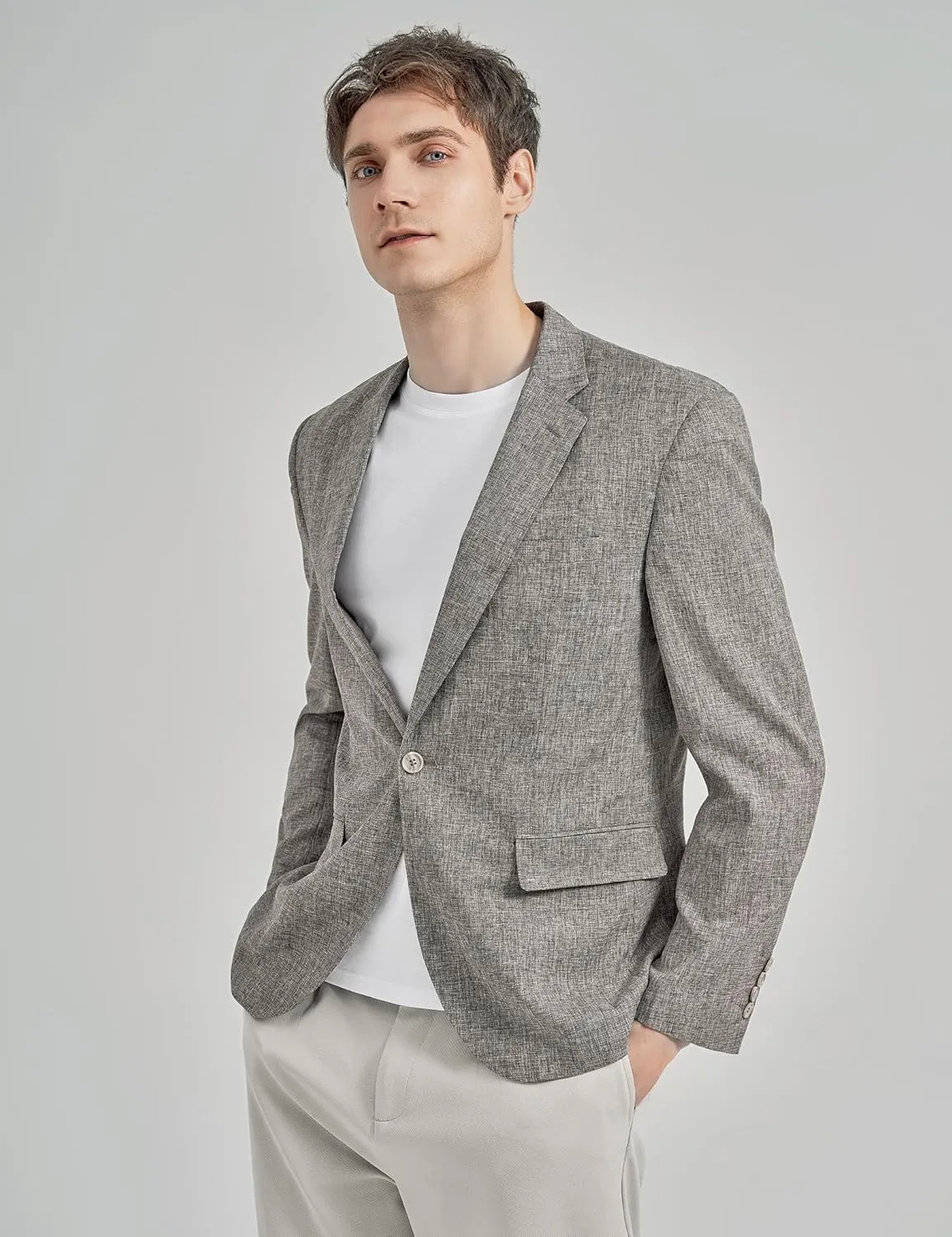 Alizeal Men's Casual Suit Jacket Sports Coat Business Suit One Button