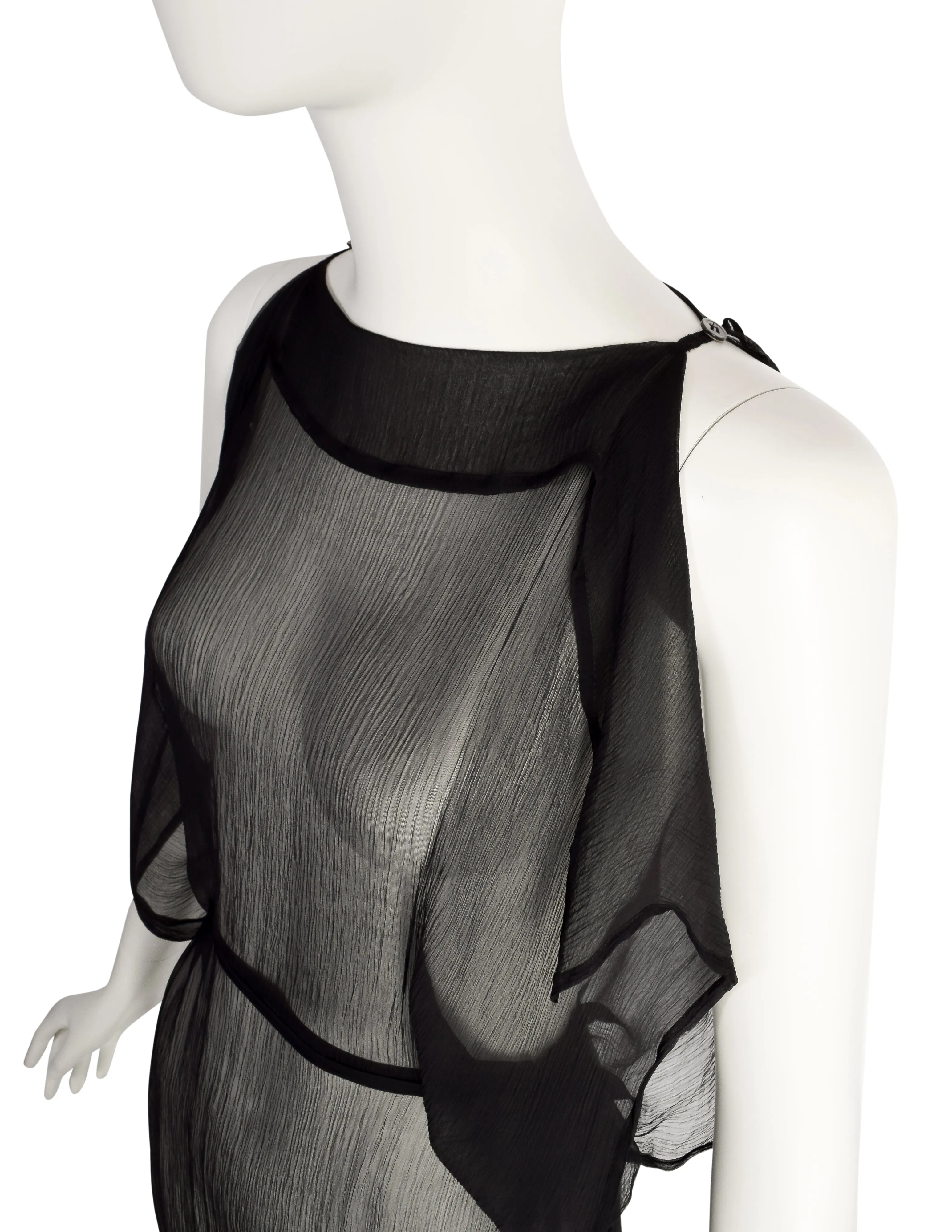Ann Demeulemeester Vintage 1990s Stunning Sheer Black Silk Full Length Gown