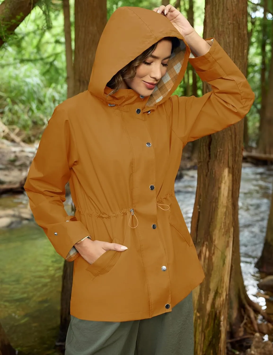 Avoogue Rain Jacket for Women Waterproof Lightweight Hooded Raincoat for Hiking Travel Outdoor