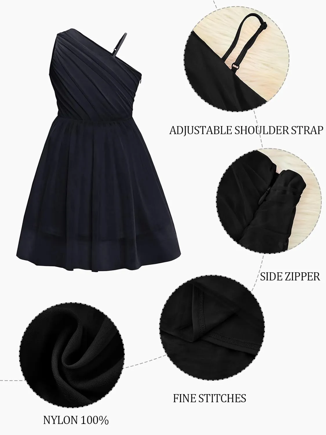 Batermoon Girls One Shoulder Dress Summer Party Graduation Semi Formal Short Dresses 5-14 Years