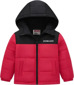 Boys Down Jacket Hood Thick Warm Winter Coat Parka Padded Color Block Outerwear Puffer Water-esistant Jacket