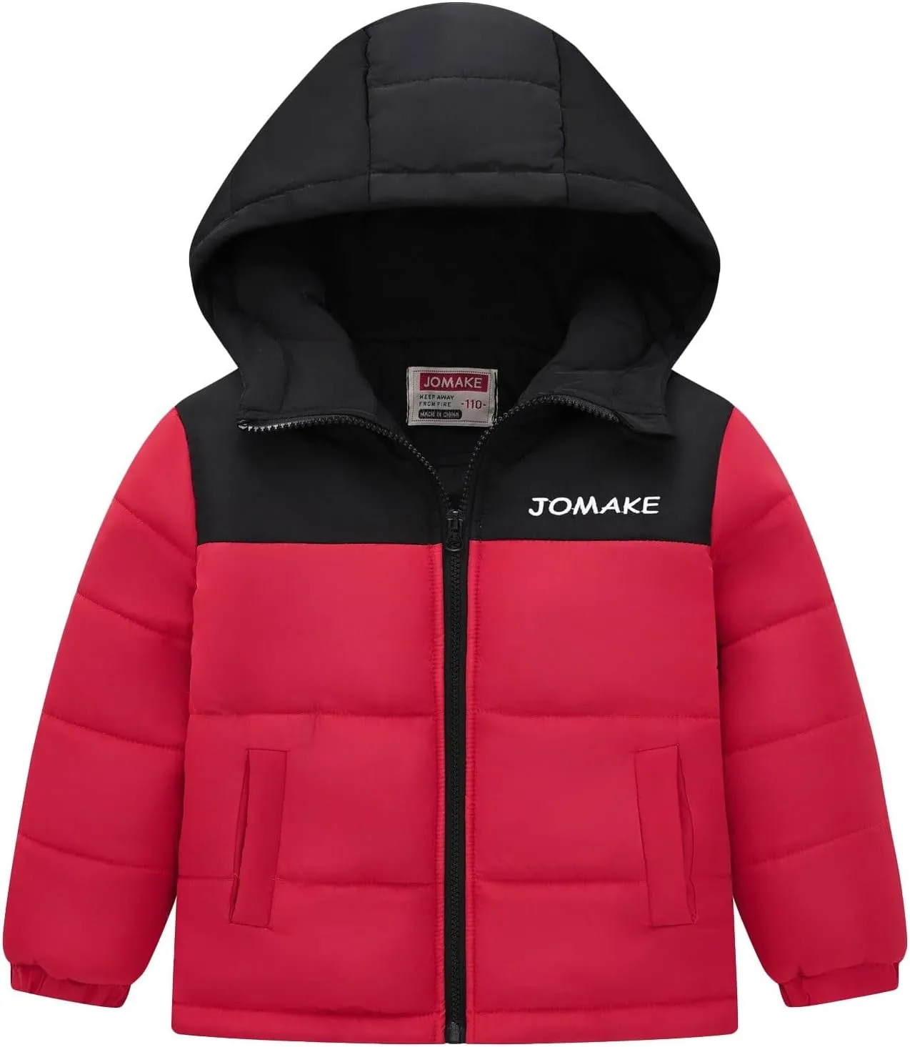 Boys Down Jacket Hood Thick Warm Winter Coat Parka Padded Color Block Outerwear Puffer Water-esistant Jacket