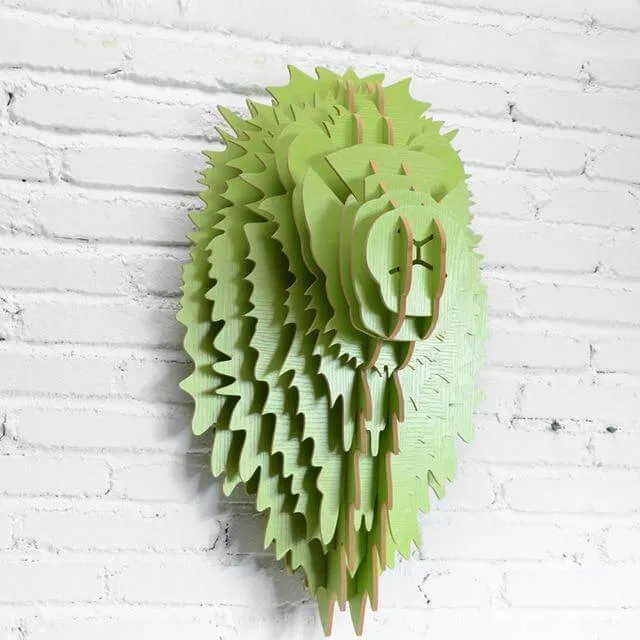 Chinese 3D Wood Lion Head