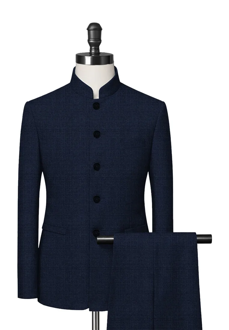 Denim Blue Mandarin Collar Suit