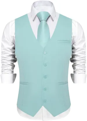 DiBanGu Men's Formal Suit Vest Solid Business Vest Slim Fit V-Neck Dress Waistcoat for Suit or Tuxedo Wedding Party
