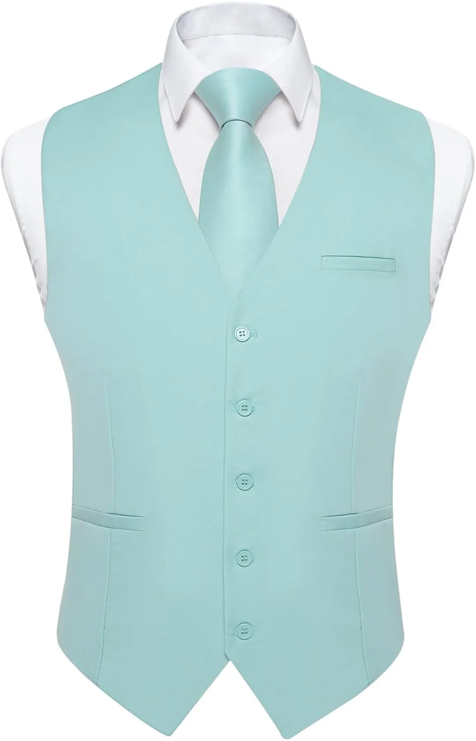 DiBanGu Men's Formal Suit Vest Solid Business Vest Slim Fit V-Neck Dress Waistcoat for Suit or Tuxedo Wedding Party