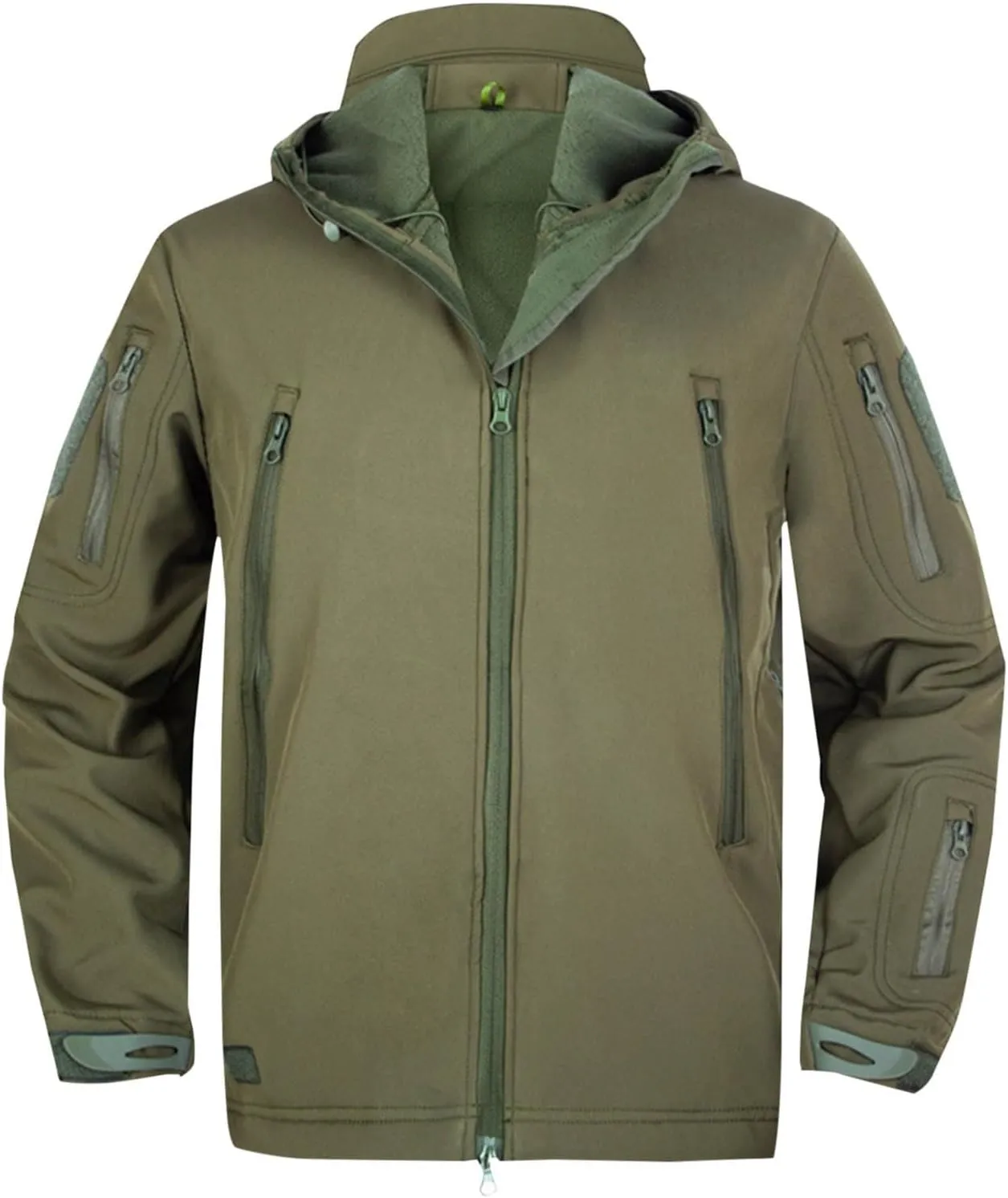 Finelylove Soft Shell Tactical Jacket Mens Fleece Lined Windbreaker Hooded Waterproof Rain Jacket for Hiking Fishing