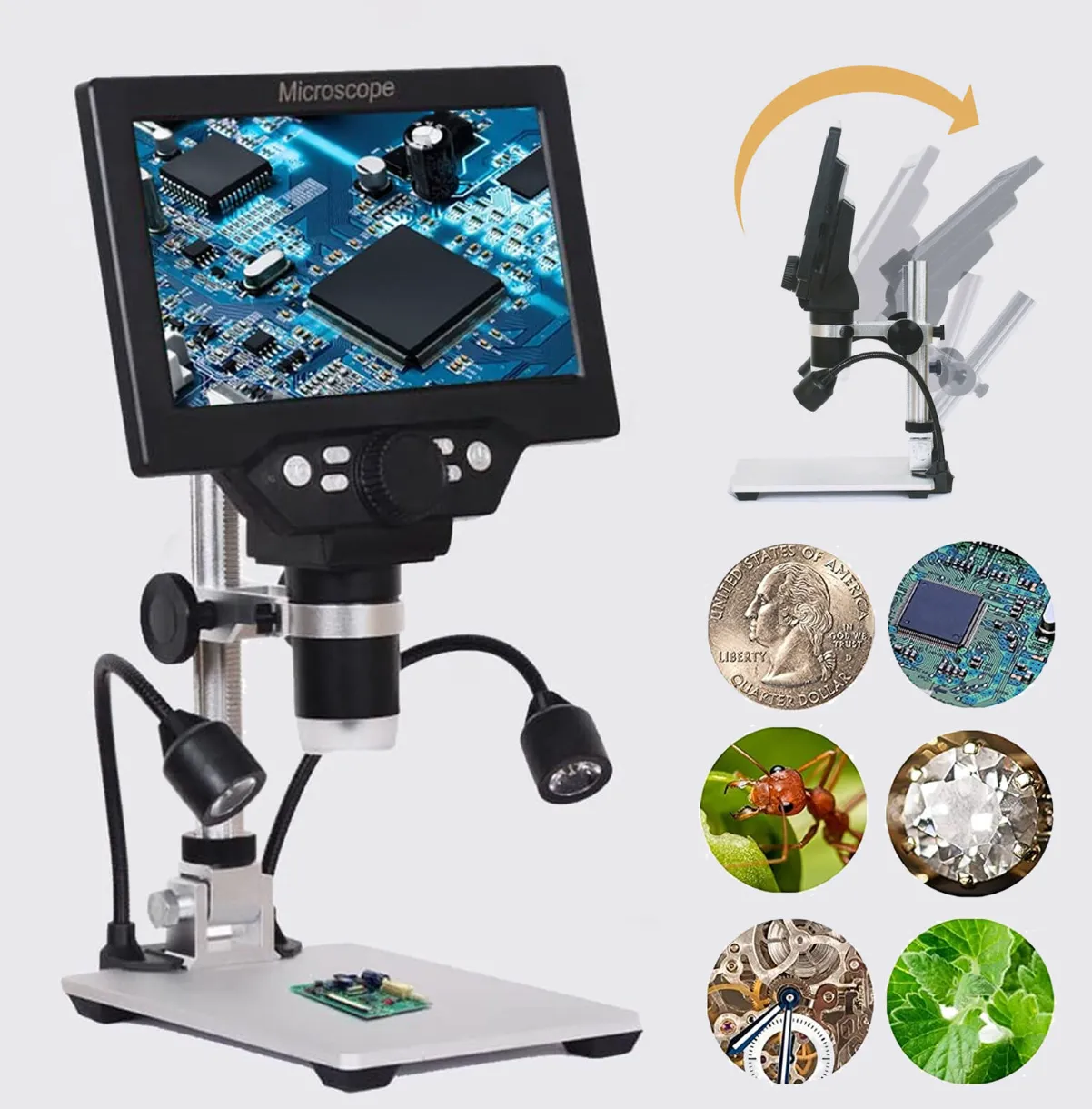 G1200 Digital Microscope 7 inch LCD 12MP 1-1200X Magnifier