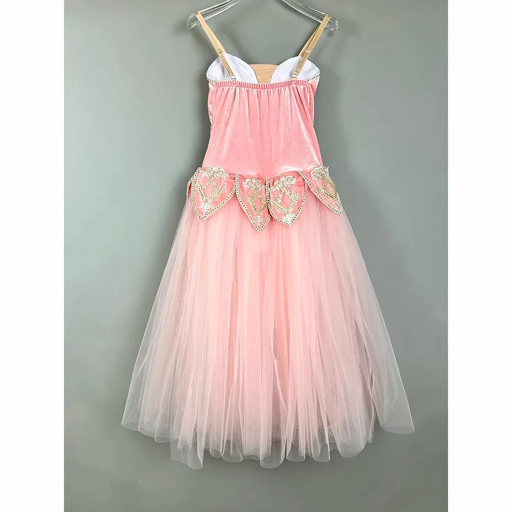 Girls Long Ballet Dress Professional Tutu Performance Costume