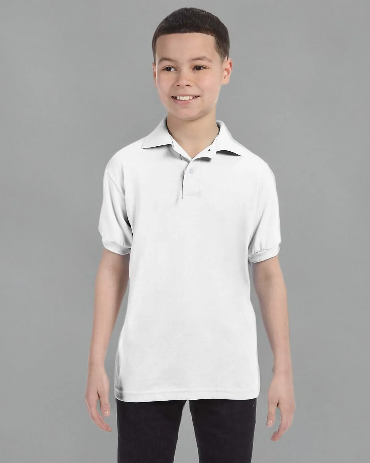 Hanes Boys' Short Sleeve Eco Smart Jersey Polo