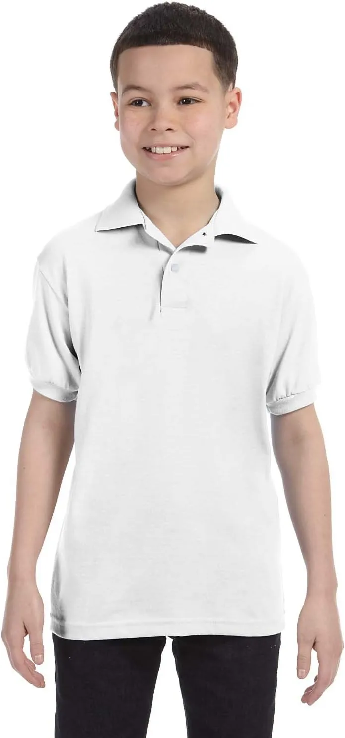 Hanes Boys' Short Sleeve Eco Smart Jersey Polo