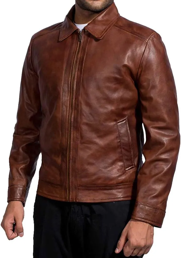 Isaac & David Chicago Mens Leather Jacket Real Lambskin Classic Vintage Style Leather Jackets For Men Leather Jacket for Mens