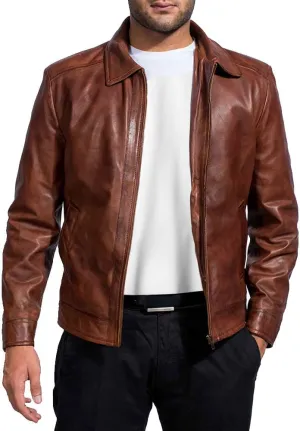 Isaac & David Chicago Mens Leather Jacket Real Lambskin Classic Vintage Style Leather Jackets For Men Leather Jacket for Mens