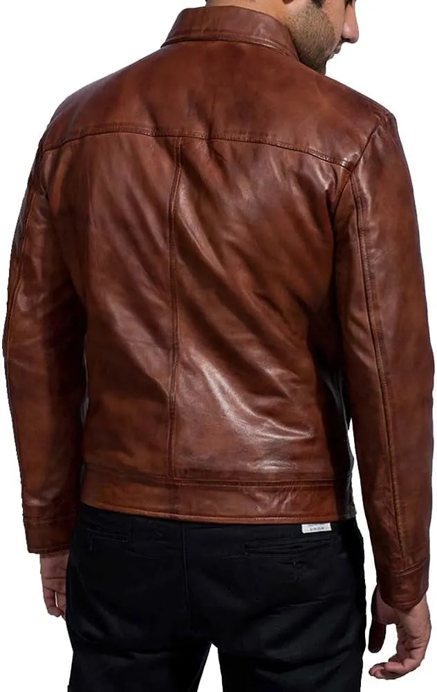 Isaac & David Chicago Mens Leather Jacket Real Lambskin Classic Vintage Style Leather Jackets For Men Leather Jacket for Mens
