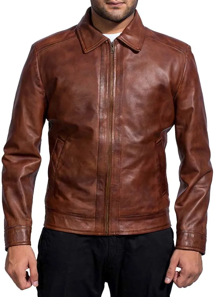 Isaac & David Chicago Mens Leather Jacket Real Lambskin Classic Vintage Style Leather Jackets For Men Leather Jacket for Mens