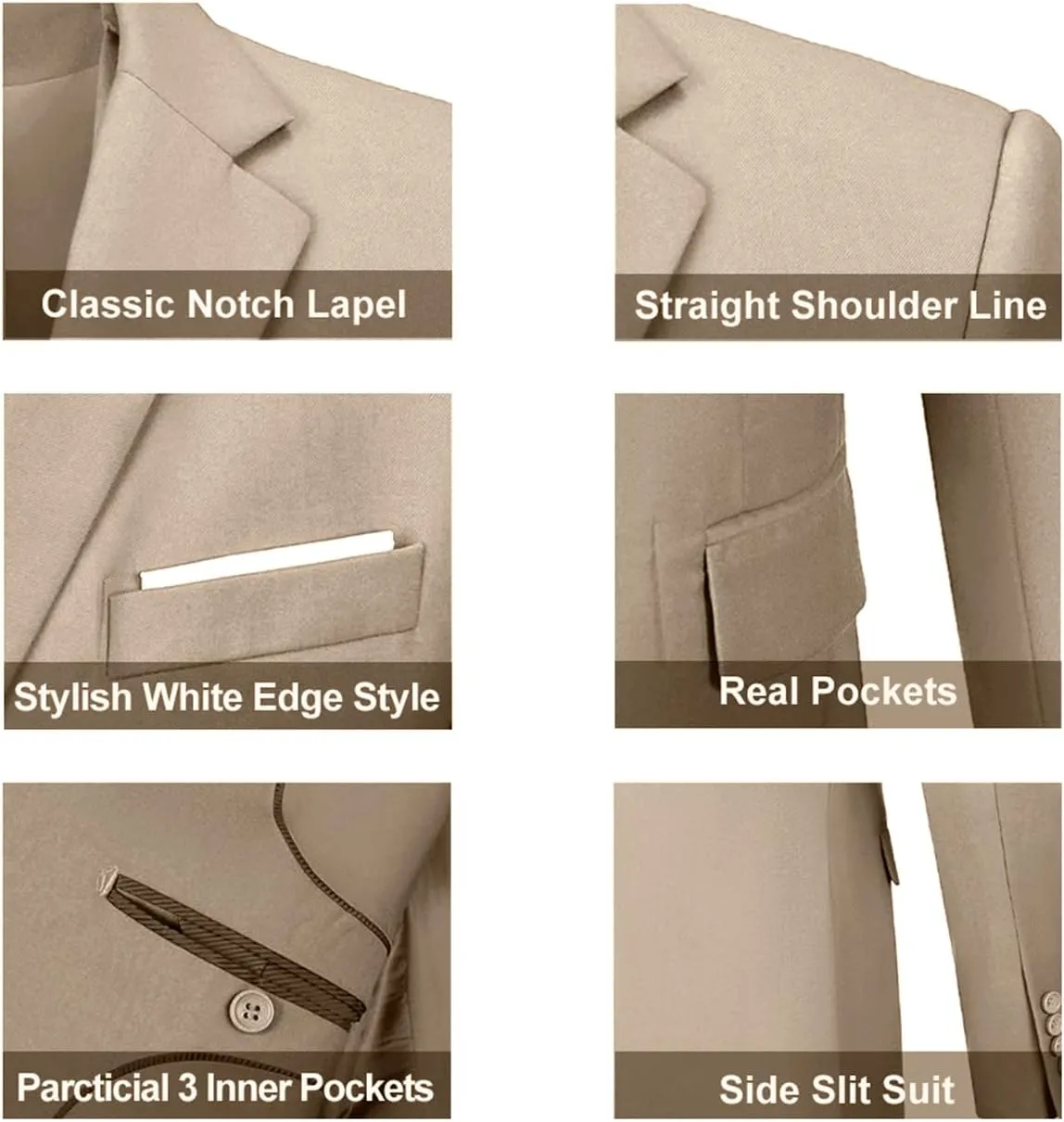 Mens Suit Solid Two Button Slim Fit Suit Set for Wedding Formal Business Suit Men 3 Piece Suit Blazer Vest Pants Set