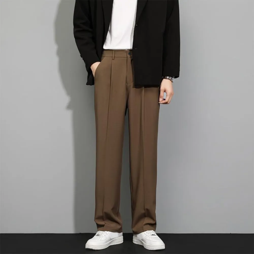Pulisa Mens Pants, Easemotions - Super Stretch Ice Silk Comfort Everyday Pants, Relaxed Fit Straight Leg Dress Trousers
