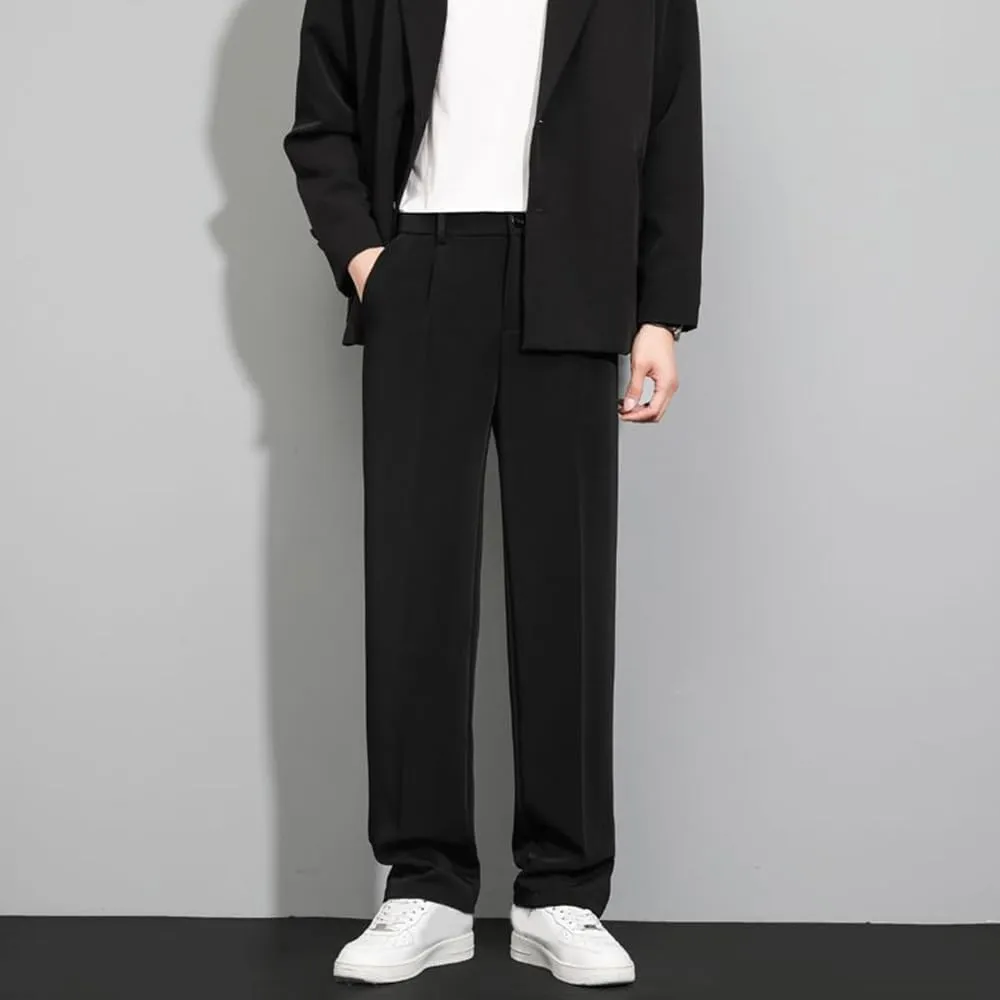 Pulisa Mens Pants, Easemotions - Super Stretch Ice Silk Comfort Everyday Pants, Relaxed Fit Straight Leg Dress Trousers
