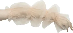 QRBTSCL Women's Long Tulle Gloves Lace Semi Sheer Puffy Sleeves Fingerless Gloves Sunscreen Dress Costume Accessory