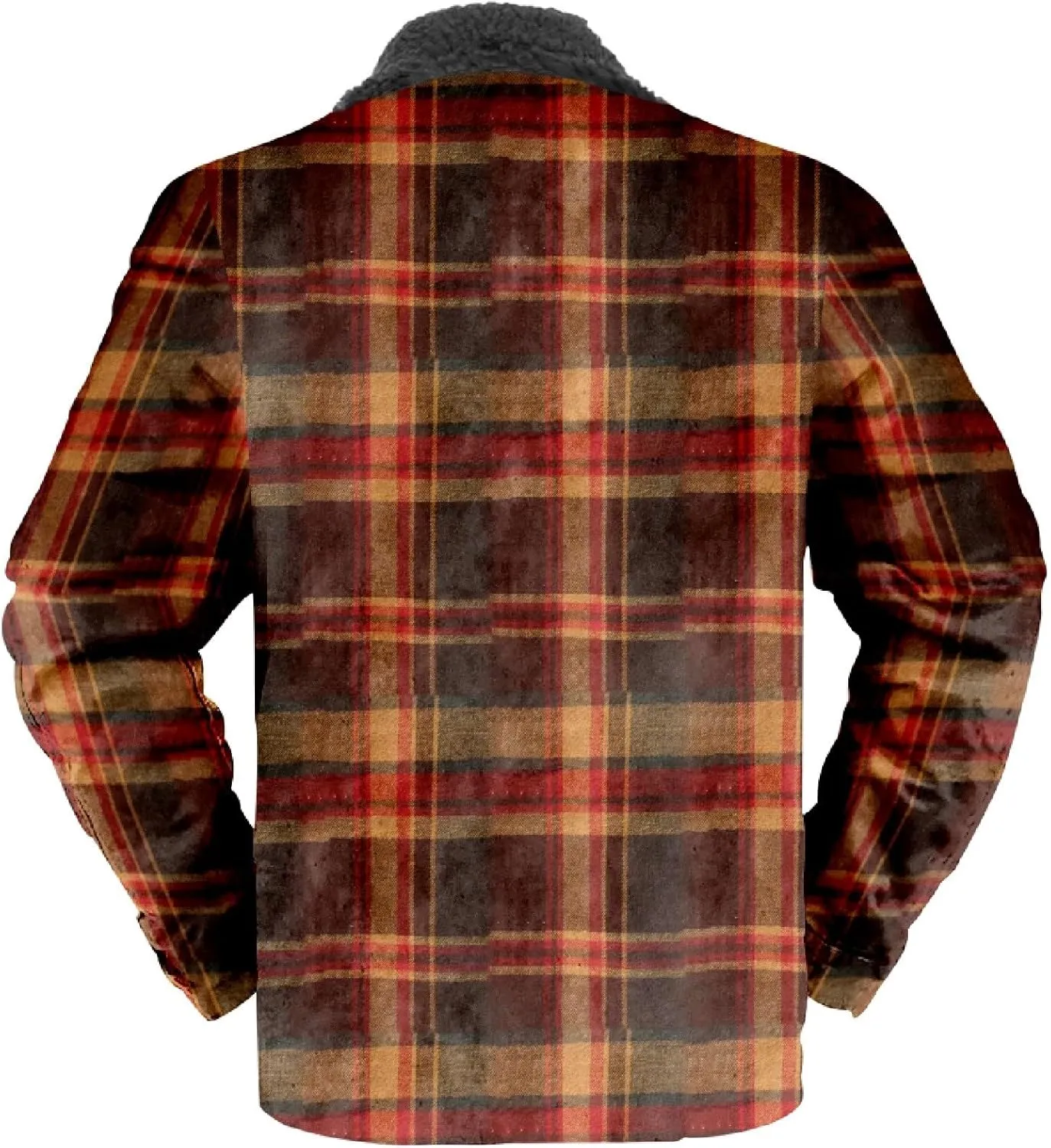 QWENTMTNTY Men Fleece Lined Sherpa Jacket Western Plaid Flannel Jackets Zip Up Big & Tall Thickened Thermal Heavyweight Coat