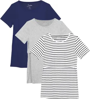 Sosolism 3 Pack Nursing Top Summer Short Sleeve Breastfeeding Shirts for Women Casual Round Neck Pumping Tshirts