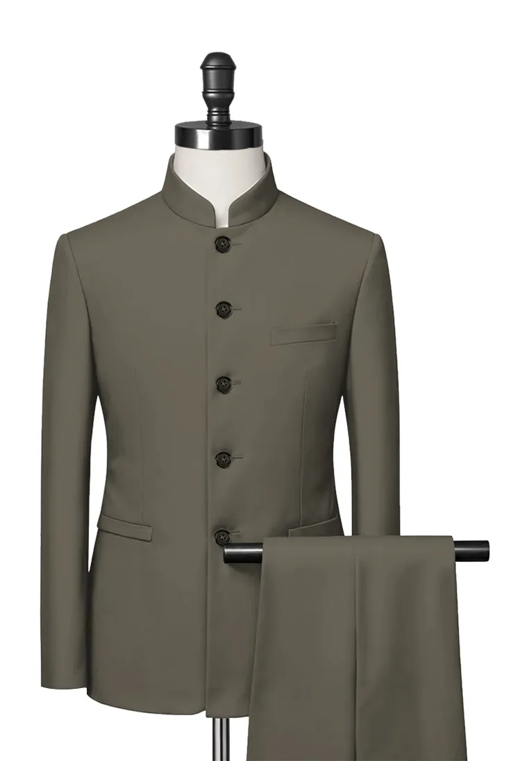 Tan Mandarin Collar Suit