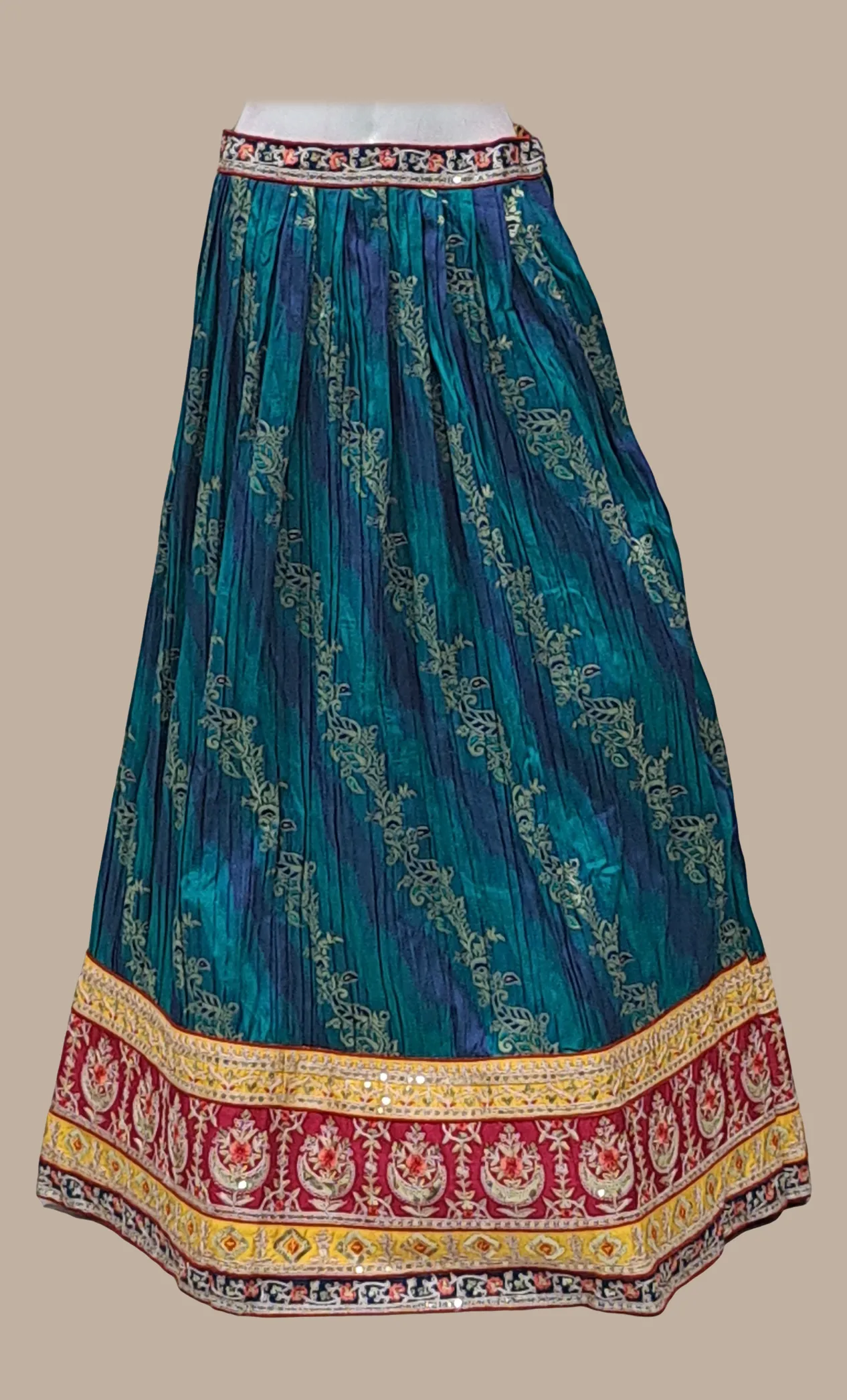 Teal Embroidered Lengha