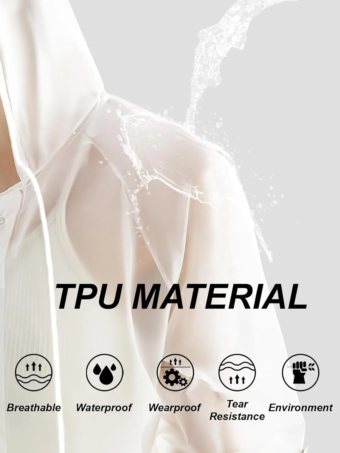 TPU Clear Rain Coat for Women - Waterproof Packable Fashion Rain Poncho with Hood Reusable Raincoat