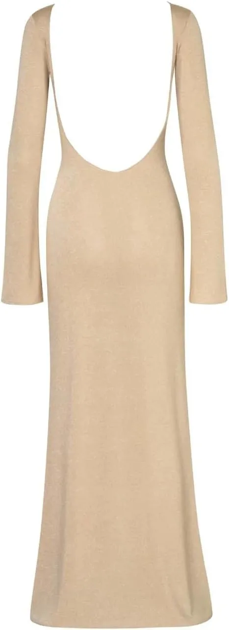 Women's Long Sleeve Ribbed Knit Maxi Dress - Musa